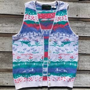 Vintage northern reflections cotton knit sweater vest SMALL